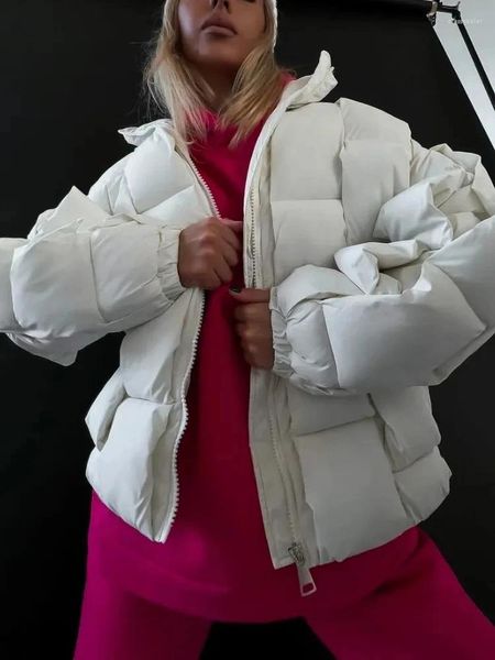 Casacos de Trench das Mulheres Casacos de Inverno para Mulheres 2024 Grosso Quente Solto Moda Acolchoada Jaqueta Feminina Intercâmbio High Street Verde Baggy Puffer