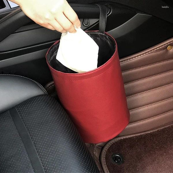 Acessórios interiores cesta de armazenamento do carro recipiente de lixo para organizador de resíduos titular lata de lixo à prova dwaterproof água bin dobrável