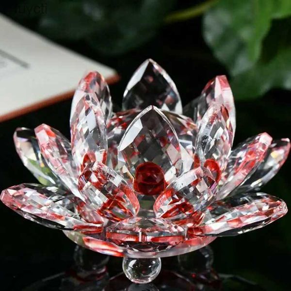 Arts and Crafts Crystal Glass Lotus Flower Candle Holder Candlestick Table Decor Tea Light Ornaments Home Living Room Craft YQ240119