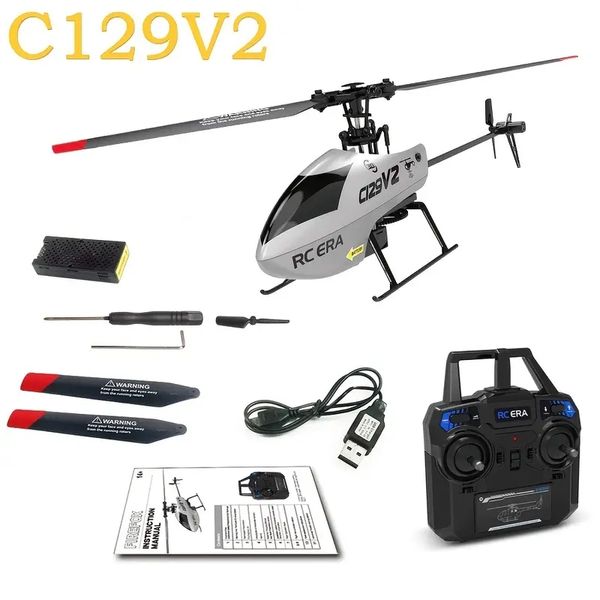 C129V2 Vierkanal-Einzelrotor ohne Querruder, ferngesteuerter Hubschrauber, 1 Batterie, Luftdruck, fester hoher Roll-Stunt-Fernbedienungs-Drohnenmodell