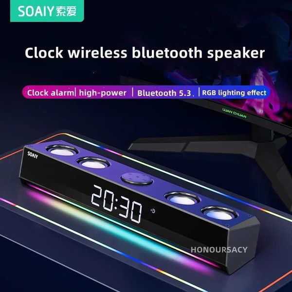 Lautsprecher SOAIY SH18 RGB Wireless Spiel Bluetooth Lautsprecher Computer Soundbar 3D Stereo Musik Center Subwoofer Heimkino Uhr Lautsprecher