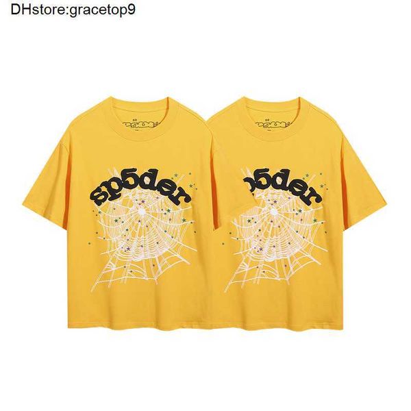 S1tc Spider Web Herren T-Shirt Designer Sp5der Damen T-Shirts Mode 55555 Kurze Ärmel Hip Hop Sänger Young Thug Same Foam Letter Couple Rosa T-Shirt