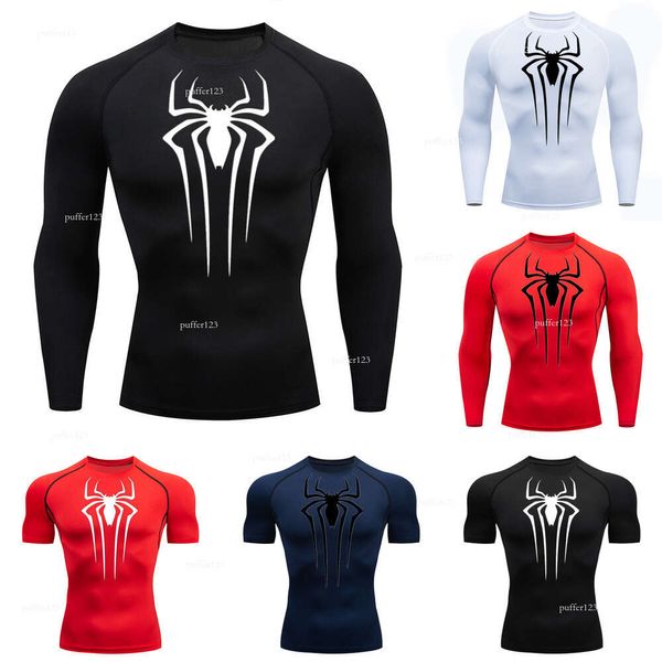 Herren-Designer-Sweatshirt mit Spinnenmuster, schweißableitend, eng anliegendes, langärmliges Sport-T-Shirt, Trainingsshirt-Oberteile für Herren