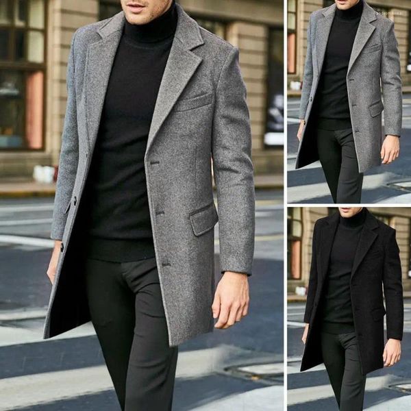 Herrenjacken, Wintermäntel, britische Herren-Business-Casual-Wollmantel-Frühlingsjacke