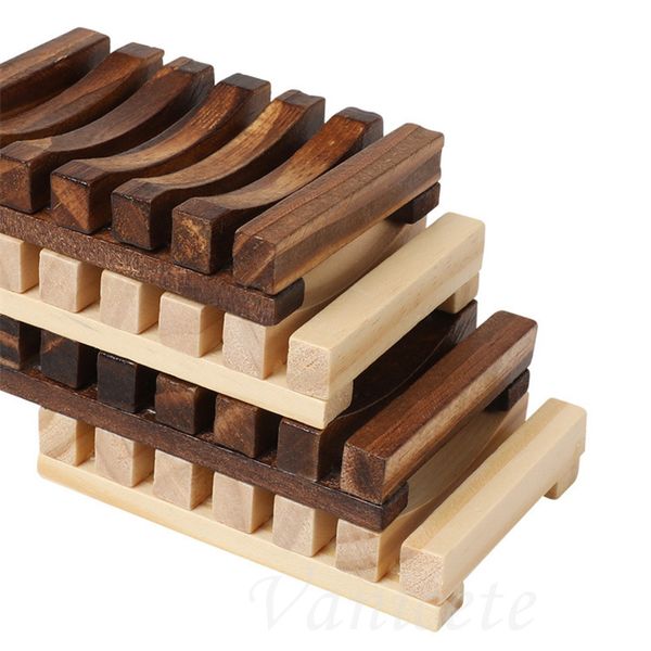Pratos de sabão de madeira de bambu natural bandeja de sabão de madeira titular rack de armazenamento caixa recipiente titular de sabão de banho lt765