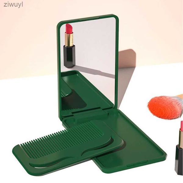 2PCS Spiegel Kleine Spiegel Kamm Set Einfarbig Mode Tragbare Falten Make-Up Spiegel mit Kamm für Mädchen Geschenk Make-up werkzeuge Vanity Spiegel Reise