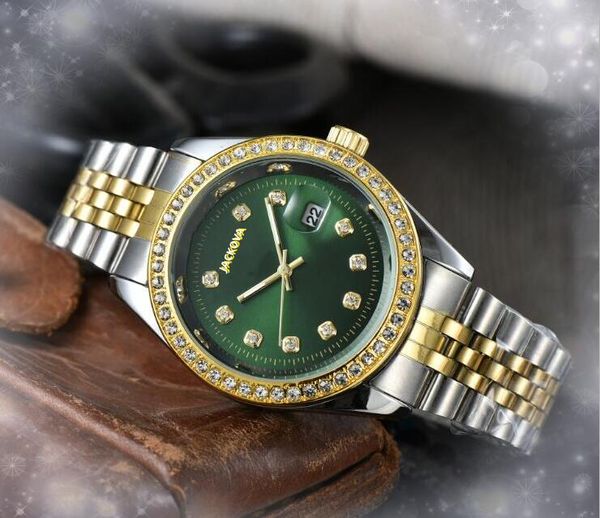 Popular moda de quartzo homens mulheres relógio data automática anel de diamantes cinto de aço inoxidável relógio cristal espelho pulseira super brilhante casais ouro prata cor relógios