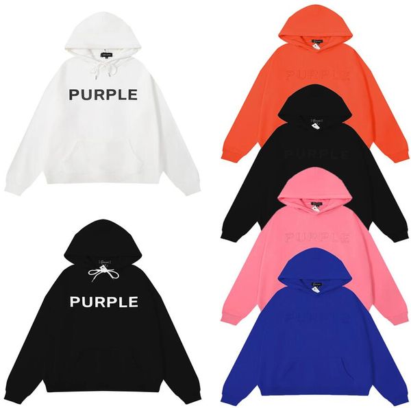 felpa con cappuccio viola felpe con cappuccio firmate da uomo felpe con cappuccio abbigliamento donna pullover maglione a maniche lunghe felpa con cappuccio Lettere classiche nello stesso colore ricamo Abbigliamento per coppie allentate