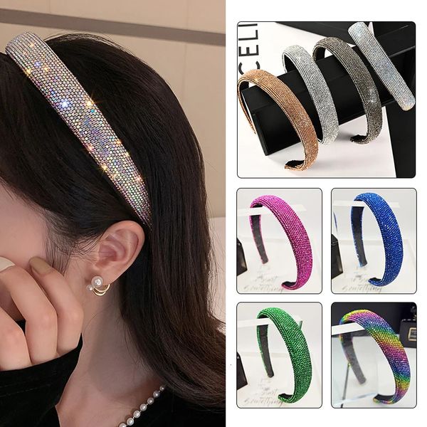 Glänzende Stirnbänder mit vollem Strassstein, funkelnder Haarreifen, Haarbänder mit Kristallperlen, einfarbiger Kopfreifen, rutschfester Haarschmuck 240119