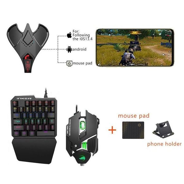 Diğer Klavyeler Fareleri Girişler Klavyeler Klavye Fare Dönüştürücü PUBG AI Smart 500Hz Bluetooth Mobil Kontrolör Gamepad G Dhueh