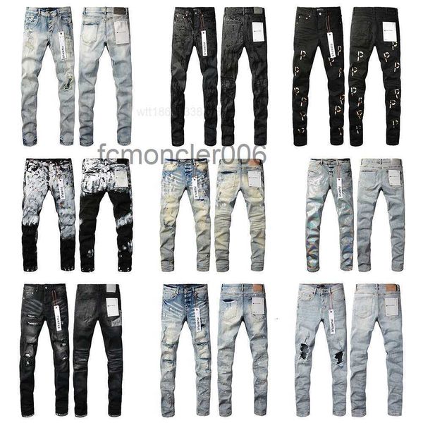 Jeans a gamba dritta da uomo Designer Hip Hop Moda Pantaloni da uomo Pantaloni di jeans cool da moto viola di qualità ZEXZ