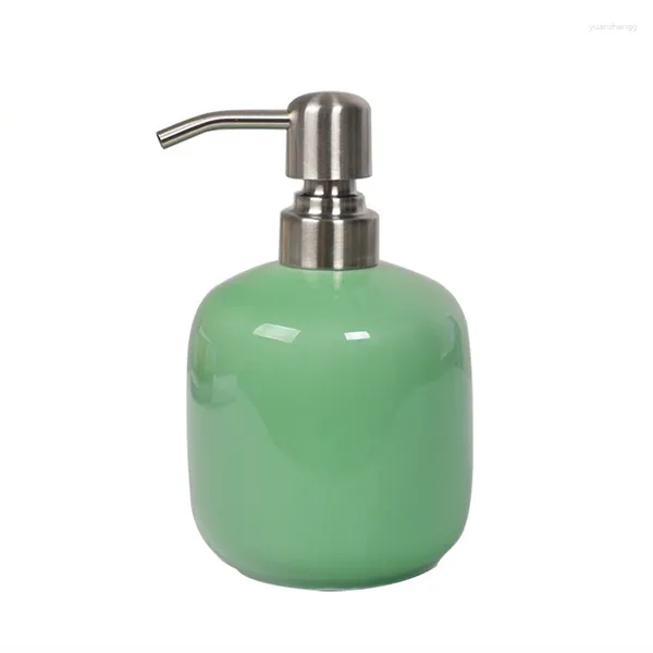 Dispenser di sapone liquido in ceramica con pompa in lega di alluminio Bottiglia ricaricabile a mano da 15 Oz per bagno El