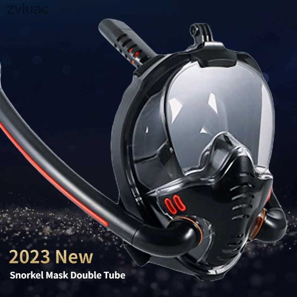 Аксессуары для дайвинга Маска для подводного плавания Силиконовая маска с двойной трубкой Полностью сухая маска для дайвинга Маска для плавания для взрослых Очки для дайвинга Автономное подводное дыхание YQ240119