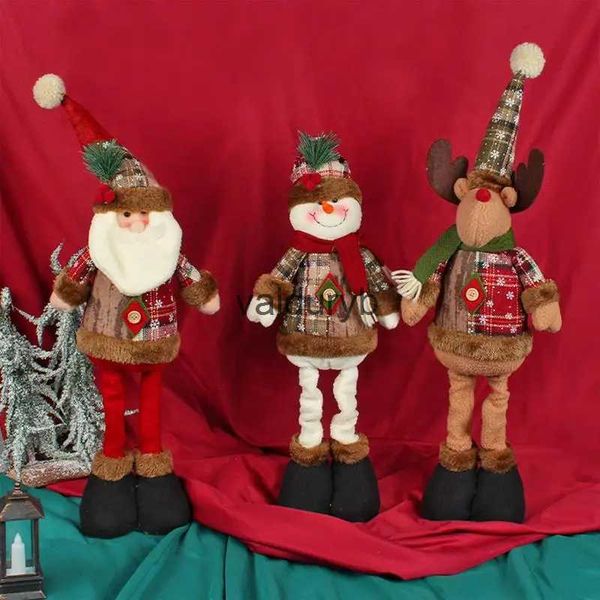 Плюшевые куклы 2022 Navidad Рождественские куклы Декор елки Новогодний орнамент Олень Снеговик Санта-стоячая кукла Плюшевая игрушка С Рождеством Decorvaiduryb