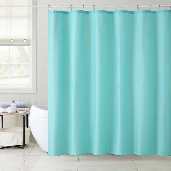 Substituição de cortina de chuveiro à prova d'água de poliéster espessado de borda cruzada com conjunto de anel de cortina de bloqueio de cor sólida cortina de chuveiro cortina divisória de banheiro