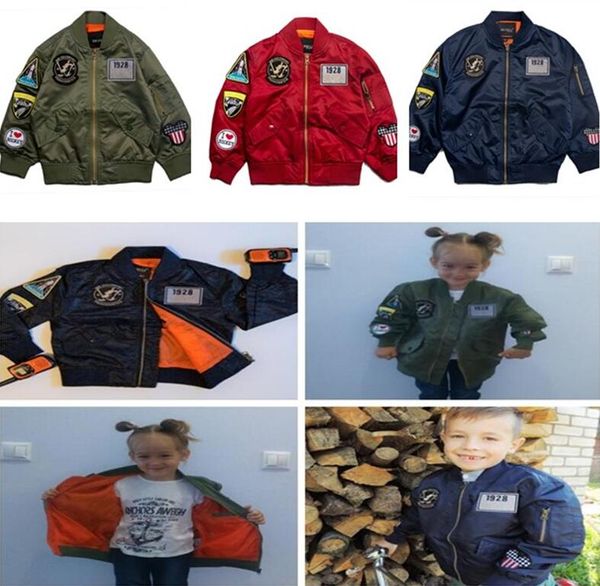 Nuovo autunno e inverno ispessito pile bambino pilota MA-1 giacca ispessita cappotto bambino Hip-hop casualGiacca da baseball hip-hop casual per ragazzi / ragazze per bambini grandi e medi