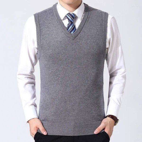 Coletes masculinos moda marca camisola homem pullovers colete fino ajuste jumpers malhas sem mangas inverno estilo coreano roupas casuais homens