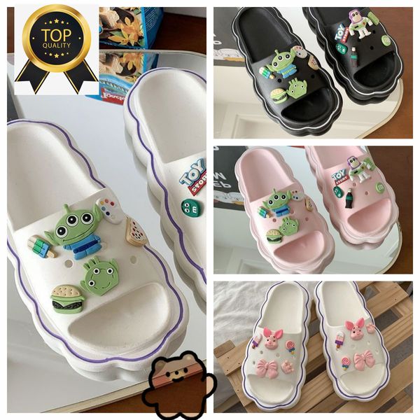 Designer di vendita caldo estate all'aperto suola morbida Cartoon Graffiti pantofole sandali da spiaggia da donna scarpe casual da spiaggia fiori di orso rosa viola bianco