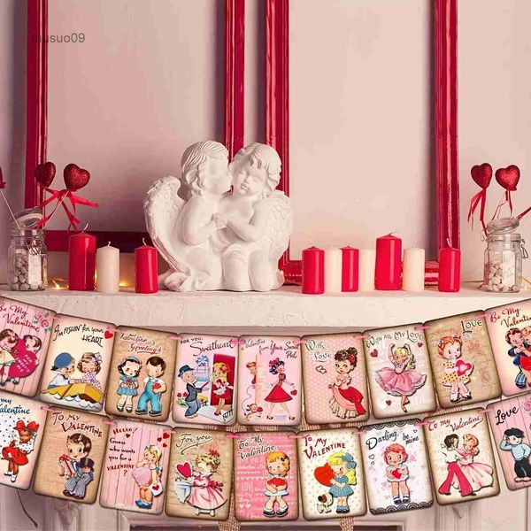 Altri articoli per feste per eventi Decorazioni per San Valentino Banner vintage per San Valentino Bandierine tradizionali retrò per San Valentino per decorazioni per feste in ufficio a casa Suppl