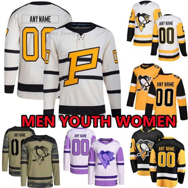 Хоккейные майки Custom Pittsburgh''penguins''мужские 59 Хайнен 35 Джарри 73 Пьер-Оливье Жозеф 7 Дмитрий Куликов 26 Петри Маркус Петтерссон Полинг 7944