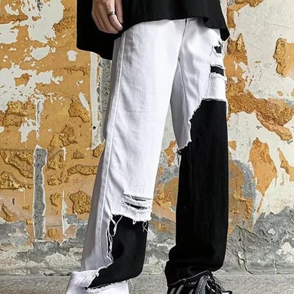 Jeans da uomo Autunno Pantaloni dritti larghi da donna americani in bianco e nero