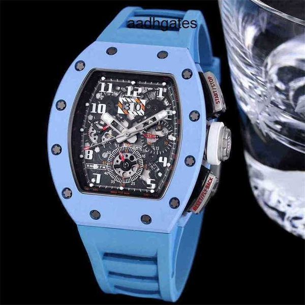 Tamanho Luxo Zy Mens Mecânica Relógio Masculino 40x50x16mm Rm11-03 Rm011 com Movimento de Máquina de Cronometragem Totalmente Automático 7750 Ntpt Fibra de Carbono Z4NT