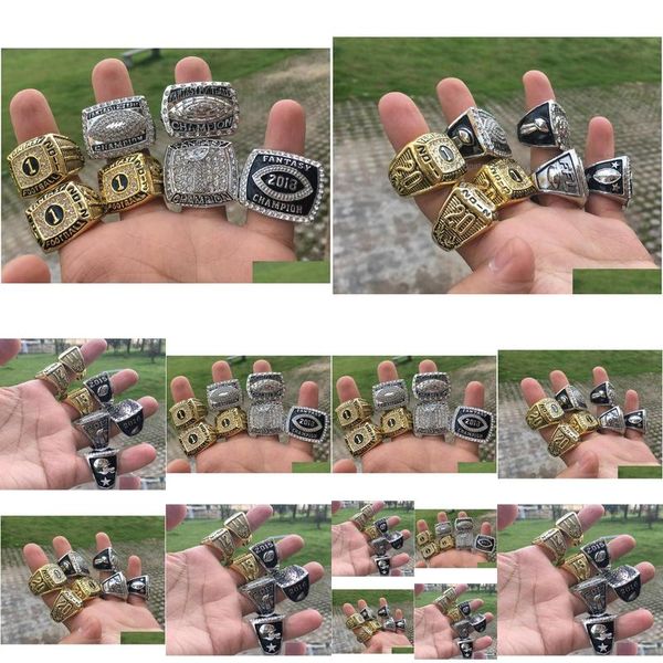 Cluster Ringe 7 Stück Fantasy American Football Championship Ring Männer Fan Souvenir Geschenk Großhandel Drop Drop Lieferung Schmuck Ring Dhjzt