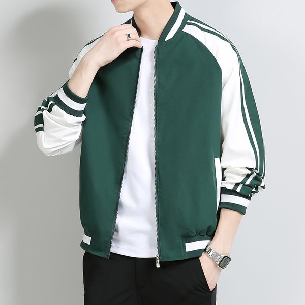 Terno de beisebol masculino com pescoço em pé, versão coreana, moderno e bonito, casual, jaqueta versátil
