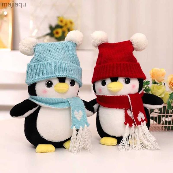 Bonecas de pelúcia 1 peça 25/35 cm Pinguim fofo com chapéu cachecol Boneca de brinquedo de pelúcia macia de desenho animado de animal de pelúcia travesseiro para crianças decoração de presente de Natal