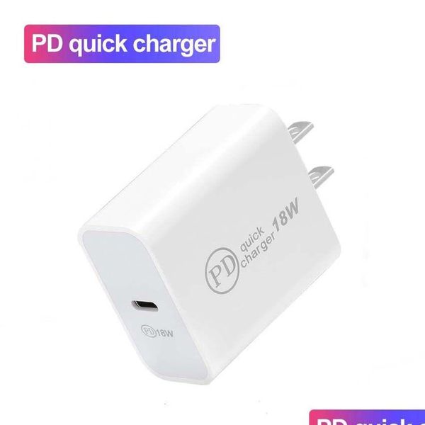 Ladegeräte USB C Wandladegerät 18W Power Delivery PD Schnelladapter Typ Stecker Schnellladung für Telefon X 11 12 13 Pro Max ohne Box Drop DHE3V