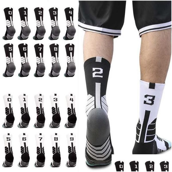 Sportsocken Kreativität Kollokation 0-9 Nummer Professioneller Sport Basketball Fitness Laufen Schnell trocken Baumwolle für Männer Drop Lieferung DHNVZ