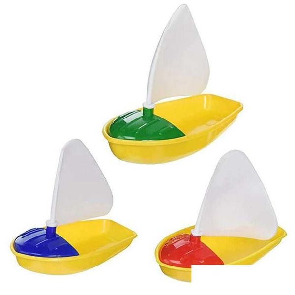 Giocattoli da bagno 3 pezzi Barca giocattolo Barche a vela in plastica Vasca da bagno a vela per bambini Mticolor Smalladdmiddleaddlarge Size H1015 Drop Delivery Baby Mater Dhwft