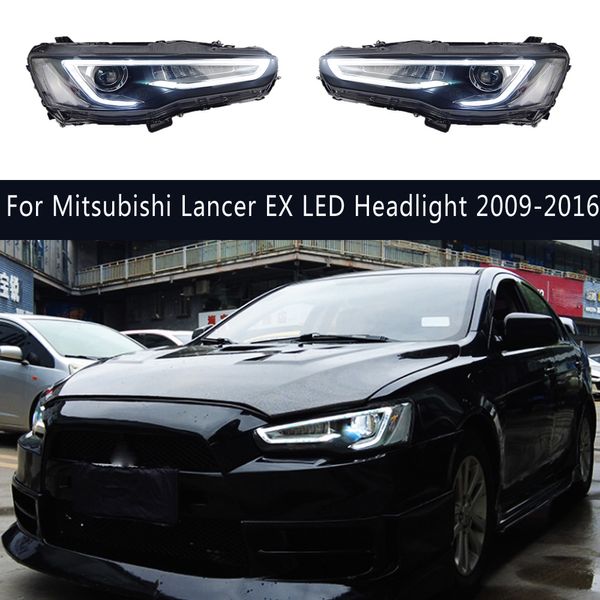 Per Mitsubishi Lancer EX Gruppo faro LED 09-16 Lampada frontale per auto DRL Luce di marcia diurna Streamer Indicatore di direzione Ricambi auto