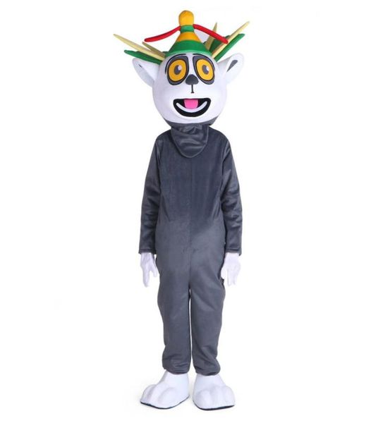 2019 neues Madagaskar-König Julian Lemur Lemuroid Lemuridae Maskottchenkostüm Zeichentrickfigur Mascotte für Erwachsene Halloween7056093