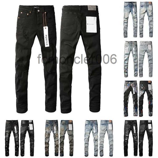 Pantolonlar için mor kot pantolon sıska erkekler sıkıntılı yırtık bisikletçiler kadın denim siyah gri düz eşofman tasarımcıları joggers pant 29 40 4278