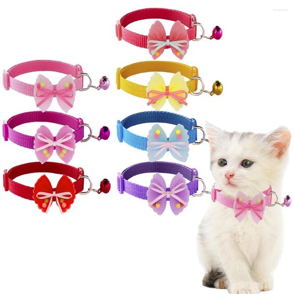 Collari per cani 1 pz Papillon Collare per animali domestici con campanello Regolabile Nylon Fibbia per gatti Carino Papillon rosa Accessori pendenti Chihuahua