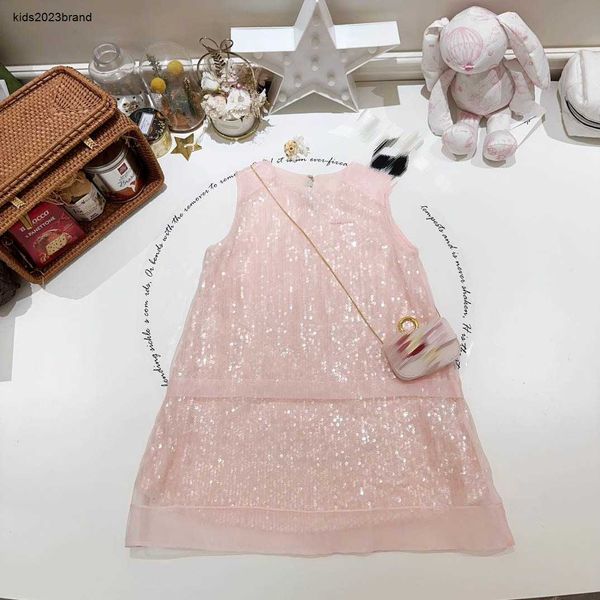 Nuovo vestito da ragazza Gonna da bambino senza maniche con design in paillettes lucide Taglia 90-160 abiti da bambino firmati adorabile abito rosa per bambini Jan20