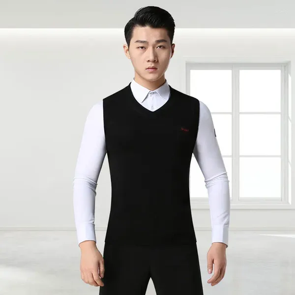 Abbigliamento da palco Doppio abbigliamento da ballo latino Scollo a V Autunno e inverno da uomo Gilet nero Performance da ballo