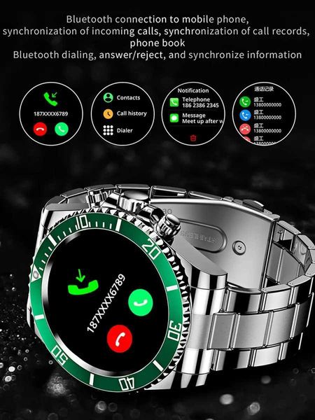 Умные часы 2023 Смарт-часы для мужчин Деловые часы Стальной ремень Умные часы Bluetooth-вызов Сердечный ритм Фитнес Водонепроницаемые спортивные часы AW12
