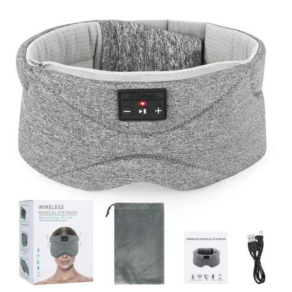 Cuffie/Auricolari BT5.0 Cuffie per dormire Maschera per gli occhi per dormire Cuffie Maschera per dormire morbida con altoparlanti Sport Wireless Musica Auricolare Donna Uomo Insonnia