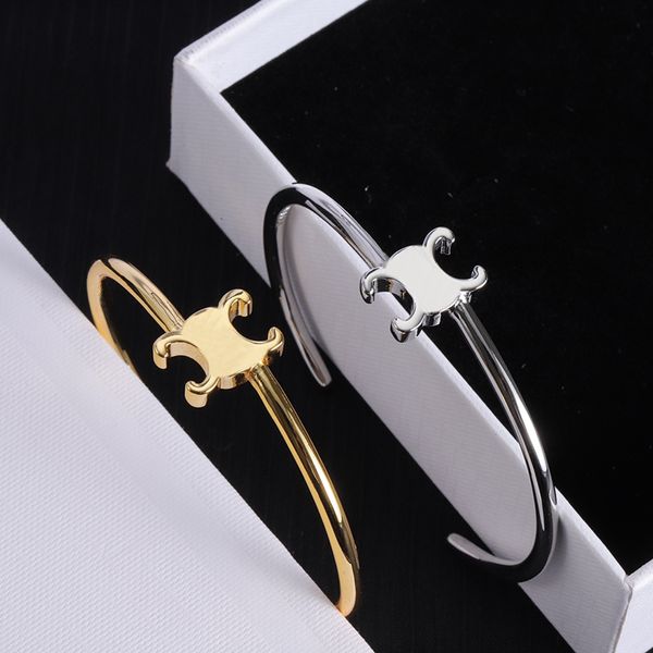 Bracciale semplice per ragazze in argento oro modello di lusso braccialetti alla moda braccialetti da donna senza fibbia gioielli di design con scatola