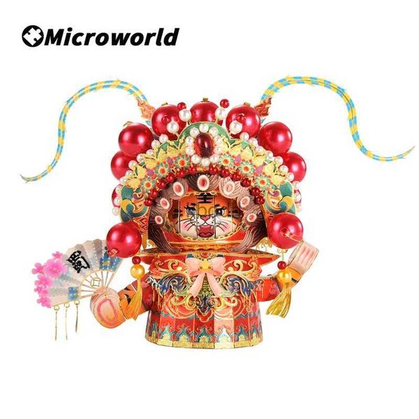 Ferramentas de artesanato Microworld 3D Metal Puzzle Cultura Tradicional Chinesa Tiger Meimei DIY Kit Corte a Laser Montar Jigsaw para Decoração de Casa YQ240119