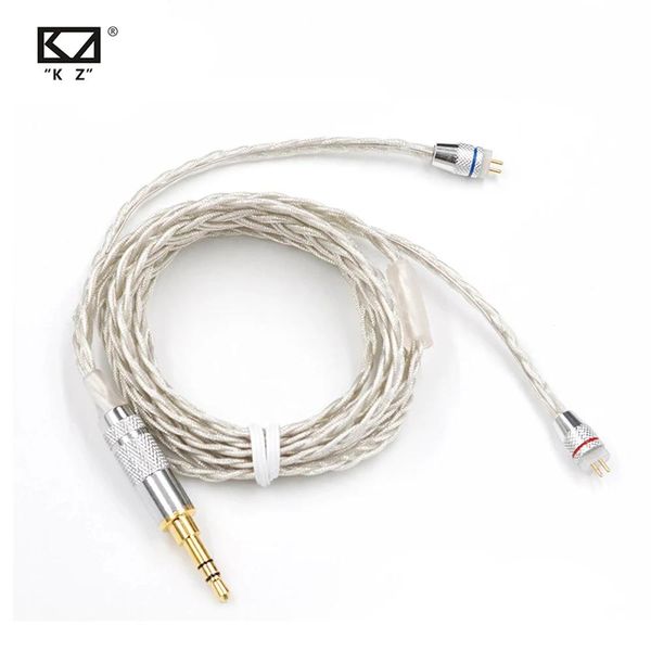 Accessori KZ Auricolari Cavo intrecciato Interfaccia a pin Cavo di aggiornamento per cuffie placcato argento da 3,5 mm per ZS5 ZS6 ZSA ZS3 ZS3E ZS4 ED16