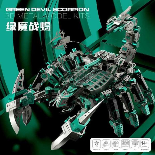 Ferramentas de artesanato MMZ MODELO Microworld 3D Metal Puzzle Green Devil Scorpion Model Kits Laser Cut Montar Jigsaw Toys Presente de aniversário para crianças adultas YQ240119