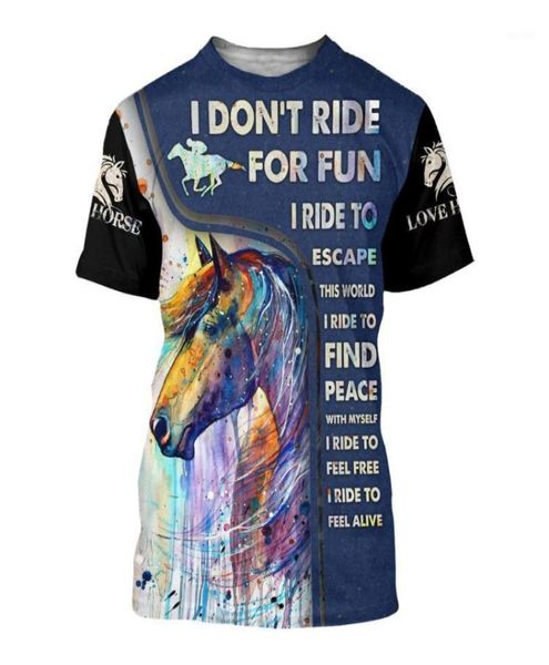 Ride Horse 3D Impresso Mens Camiseta Harajuku Moda Verão Camisa de Manga Curta Unissex Casual Camiseta Top Drop 11484013