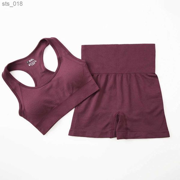 Yoga Outfit 2 PCS Mulheres Yoga Set Gym Set Sexy Bra Seamless Sports Shorts Workout Sportswear Running Clothing Gym Wear Athletic Sport SuitH24119