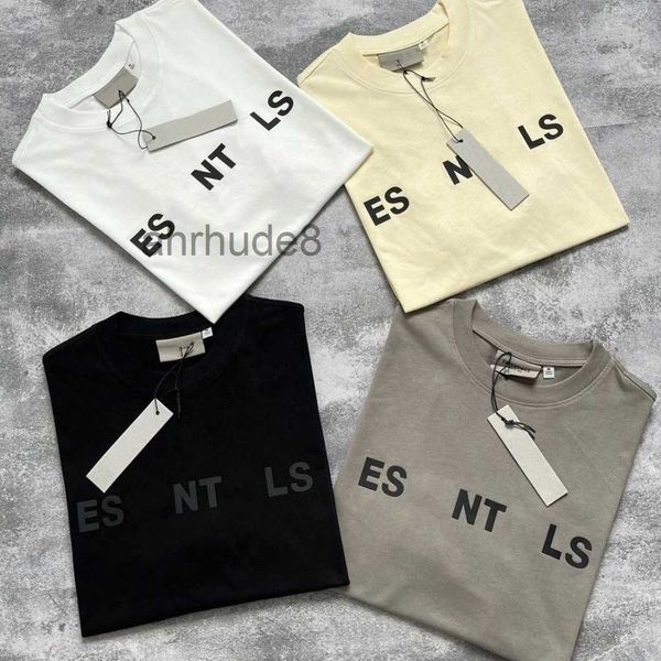 Ess T-shirt e polo da uomo Nebbia Doppio filo Tridimensionale Gel di silice Lettera Tendenza Sciolto High Street Coppia di marca Magliette a maniche corte Tees CN4M