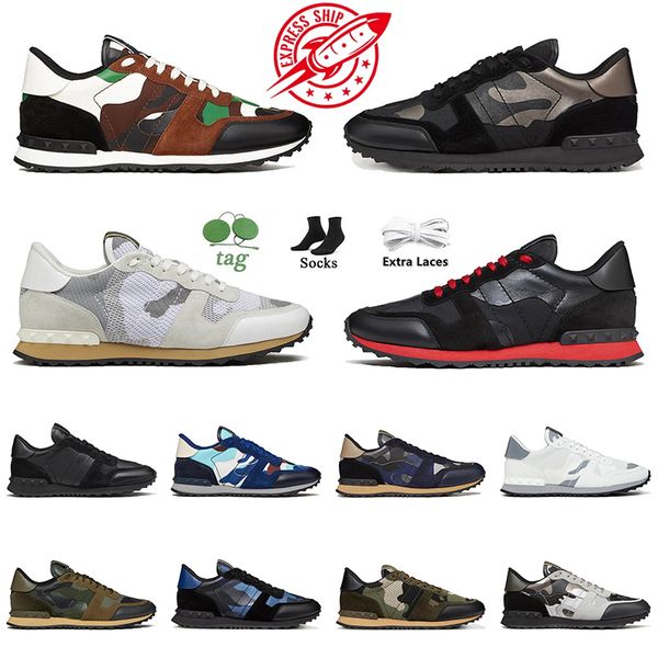 2024 Designer Valenti Sneakers Vintage Top Qualität Camo Luxus Outdoor Schuhe Damen Herren Sneakers Camouflage Mesh Leder Stoff Loafer Größe 38-45