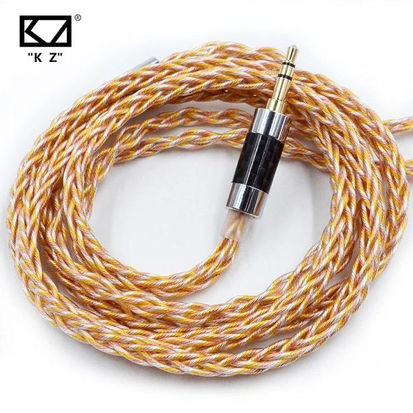 Kopfhörer KZ 907/908 Kabel 8 Kern Gold Silber Kupfer verdrahtete Kopfhörerkabel Hybrid 784 Kerne Upgrade-Kabel 2Pin 3,5 mm Original-Kopfhörer