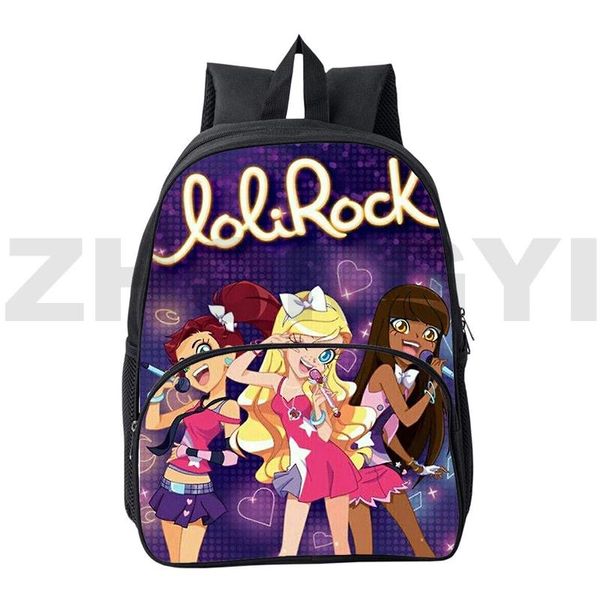 Bags Anime Popular Anime Lolirock 3D Mochila para a escola Adolescentes meninas de 12/16 polegadas Crianças Vintage Lolirockstar Travel Sport School Schão